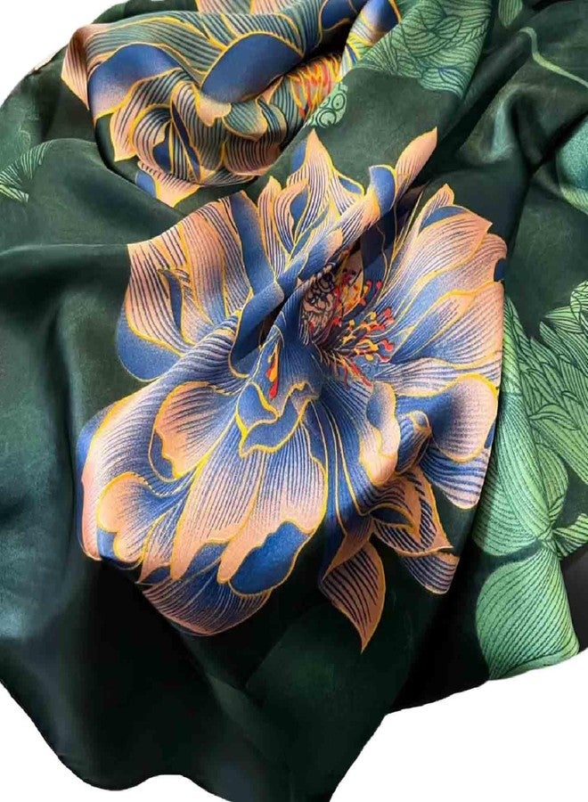 Acotavie Scarfs for Women Dressy Fashion Scarves Long Floral Pattern Scarf Lightweight Sunscreen Shawls (C001 Green) - Image 5